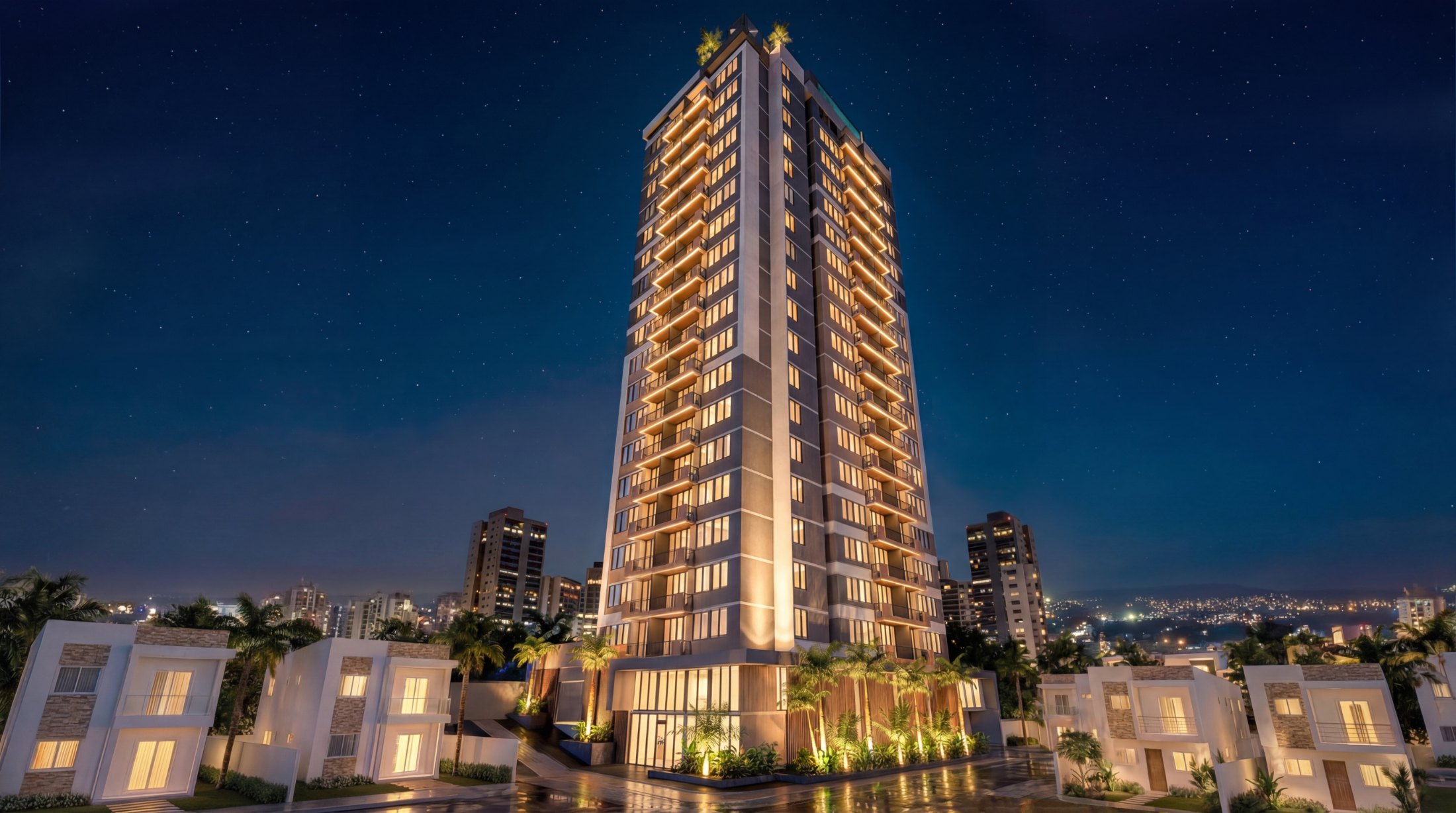Render nocturno de ALPES VISTA Condominio Club